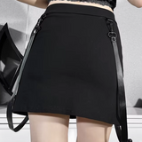 Black Double Slit Goth Mini Skirt