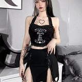 Black Double Slit Goth Mini Skirt