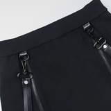 Black Double Slit Goth Mini Skirt