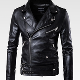 Black Faux Leather Biker Jacket Mens