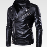 Black Faux Leather Biker Jacket Mens
