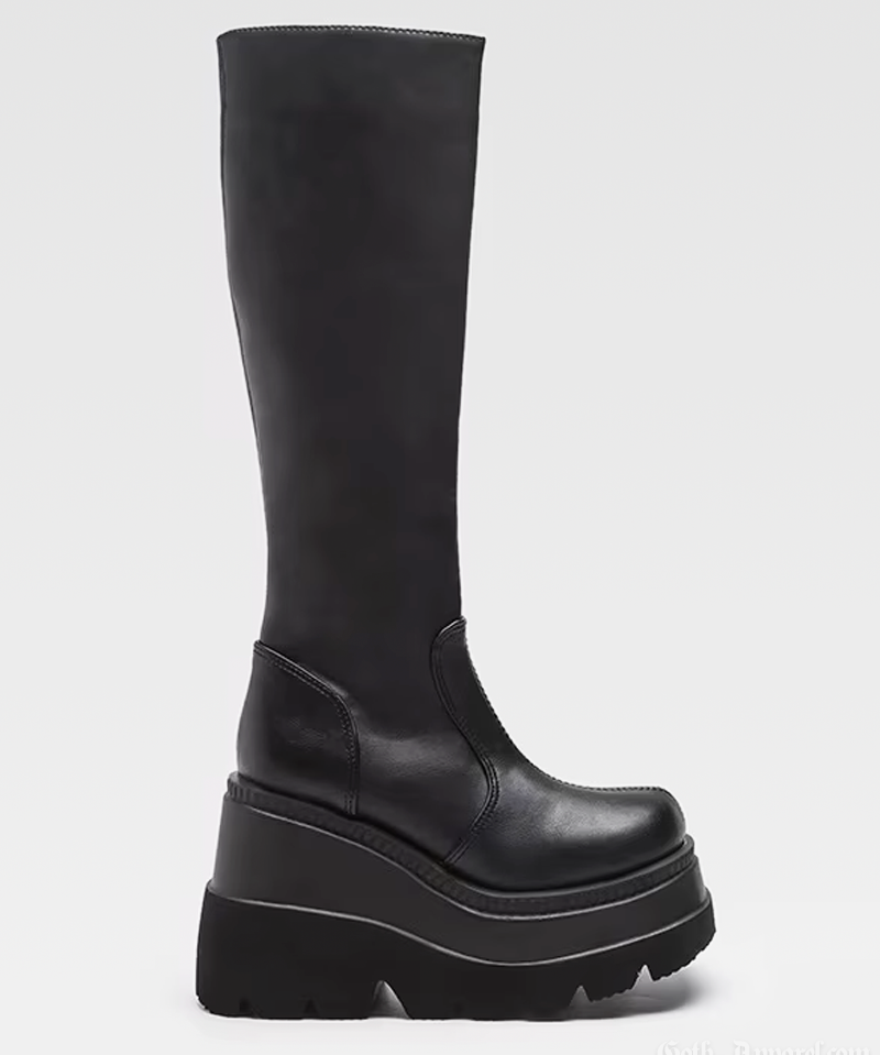 Black Knee High Platform Boots