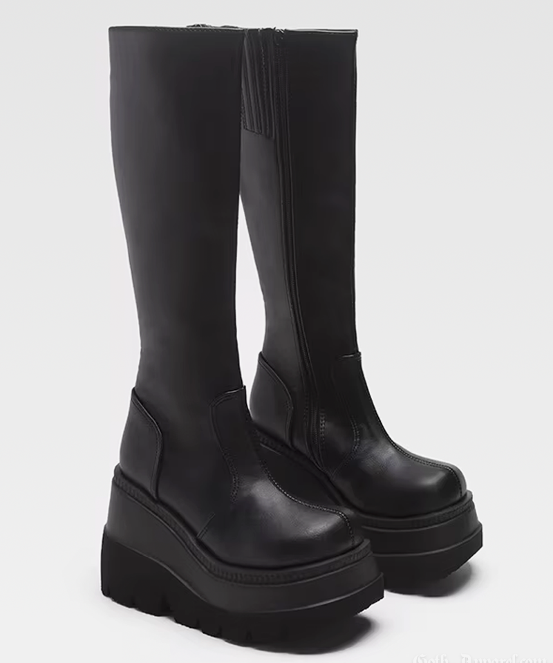 Black Knee High Platform Boots