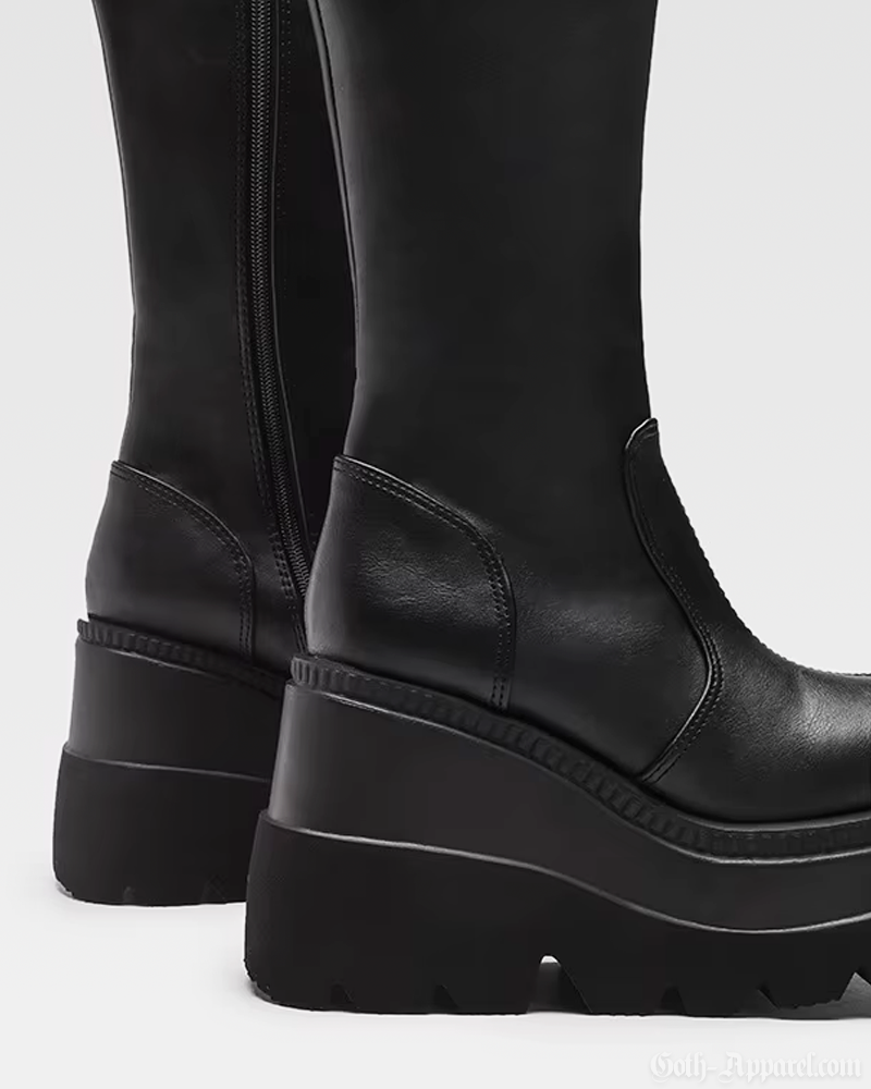 Black Knee High Platform Boots
