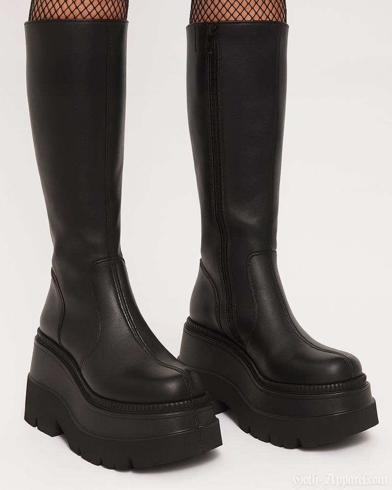 Black Knee High Platform Boots