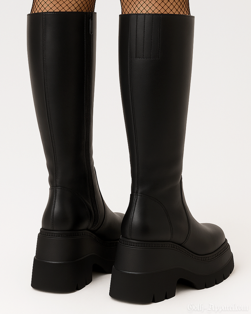 Black Knee High Platform Boots
