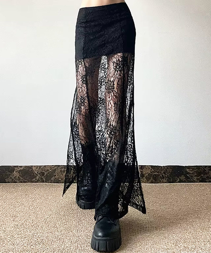 Black Lace Maxi Skirt