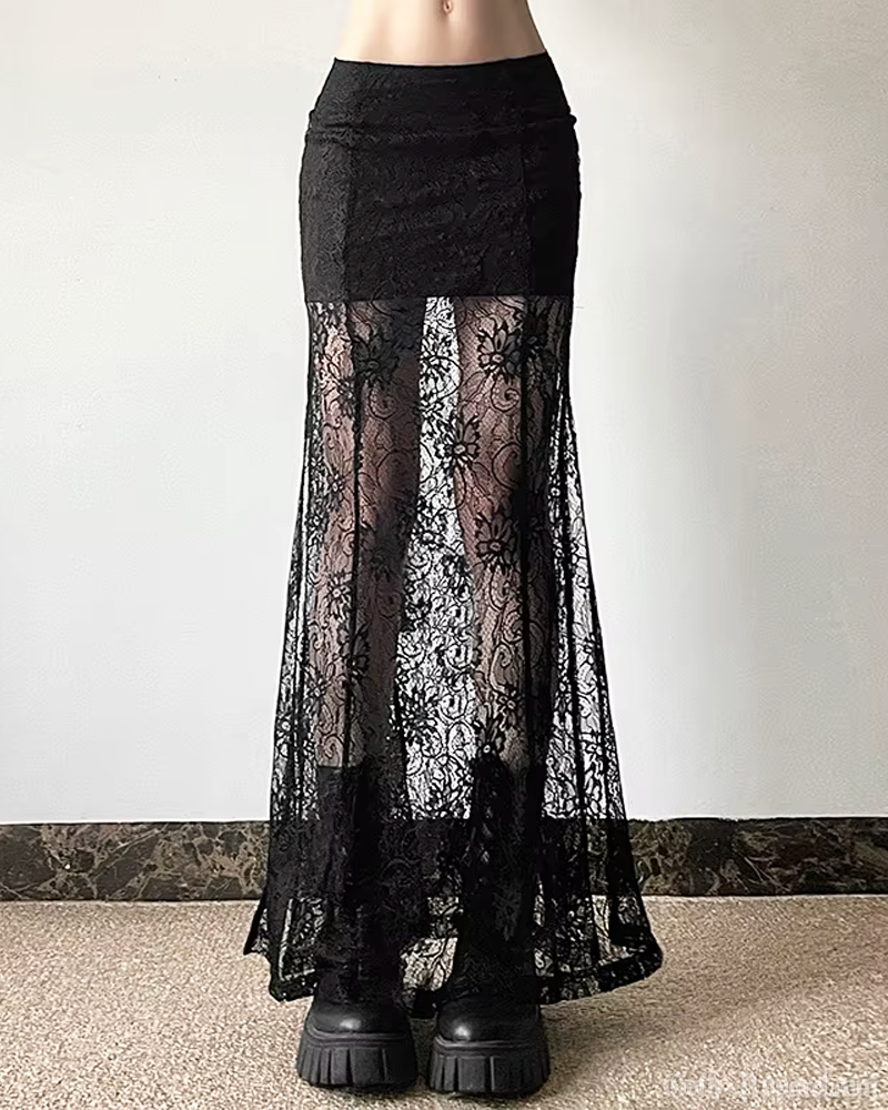 Black Lace Maxi Skirt