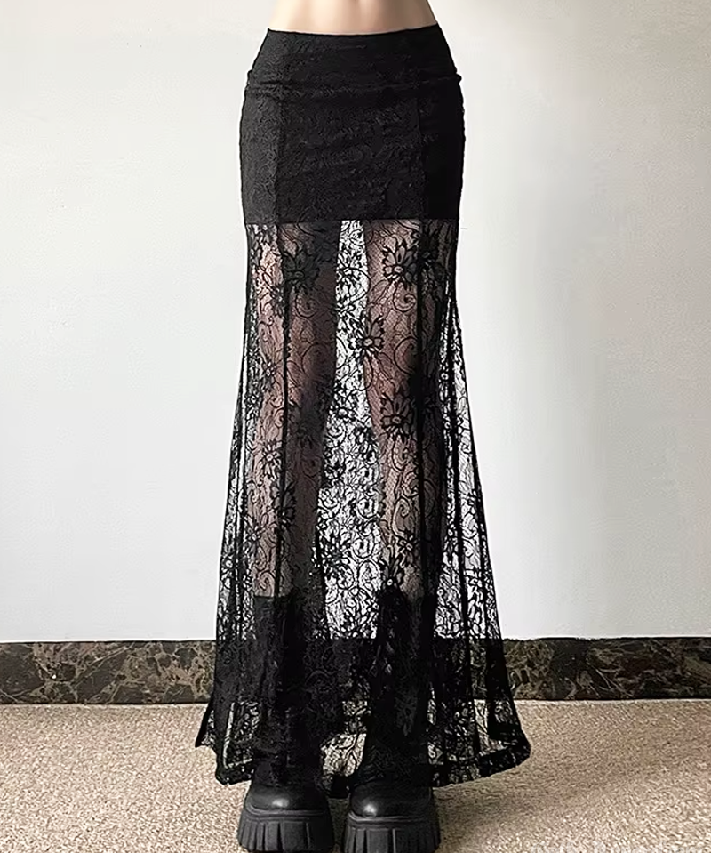 Black Lace Maxi Skirt
