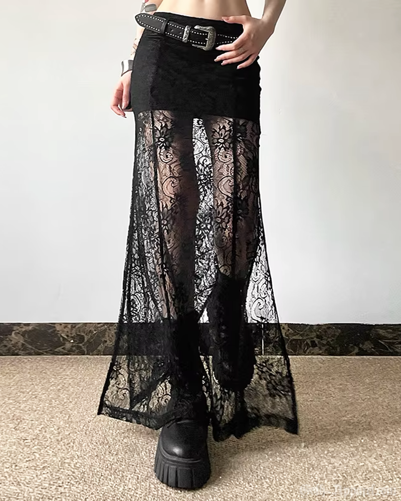 Black Lace Maxi Skirt