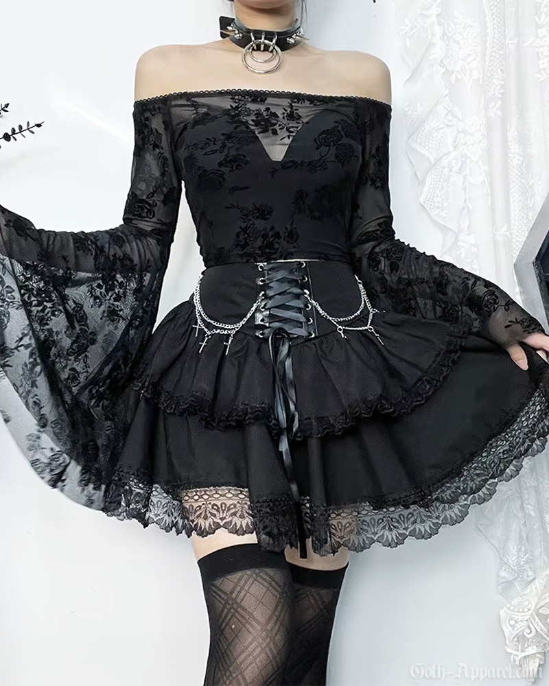 Black Layered Mini Skirt