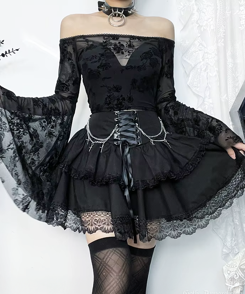 Black Layered Mini Skirt