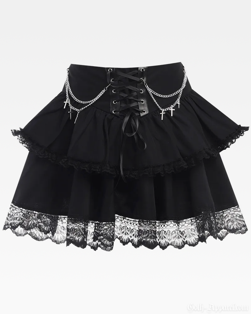 Black Layered Mini Skirt