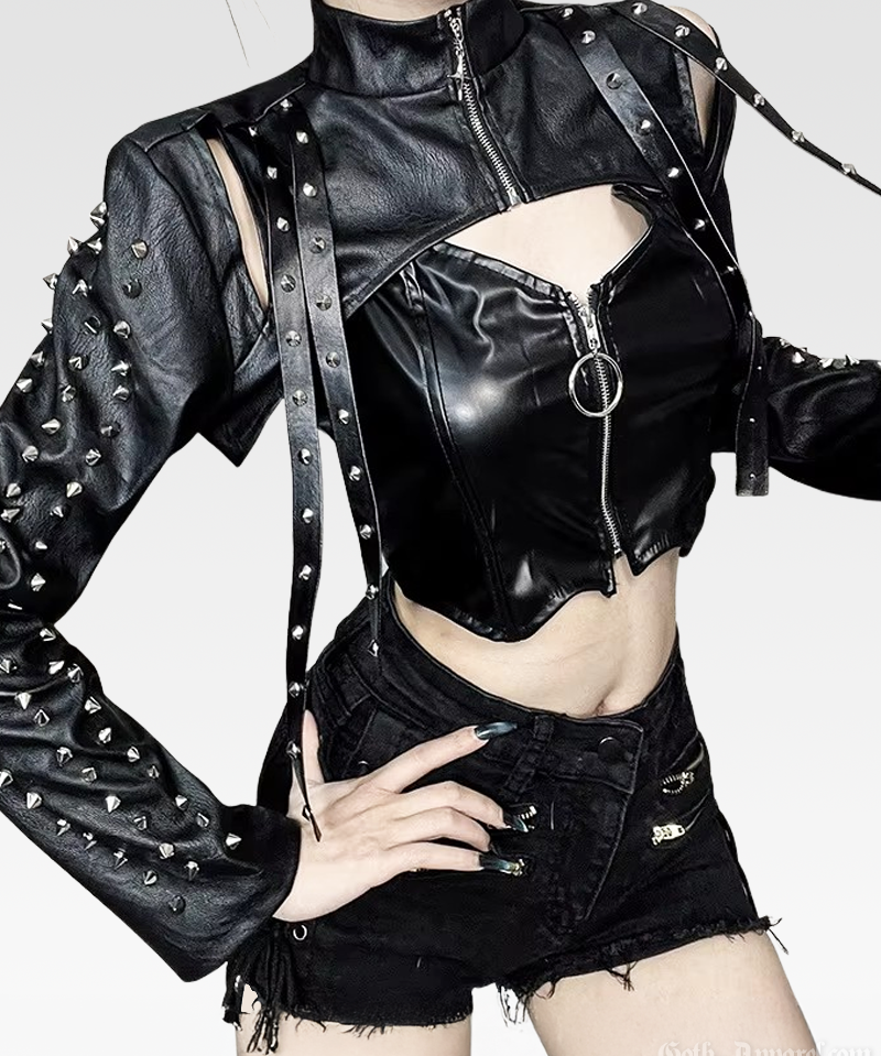 Black Leather Bolero Jacket
