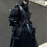 Black Patent Leather Trench Coat