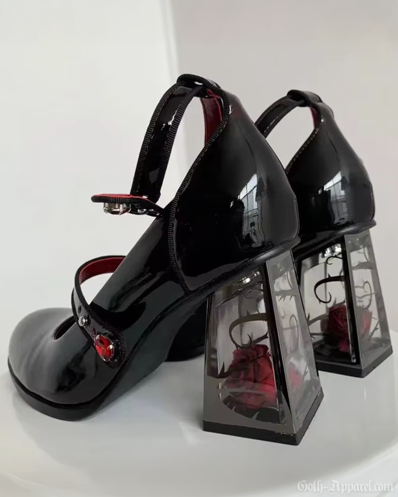 Black Patent Mary Jane High Heels
