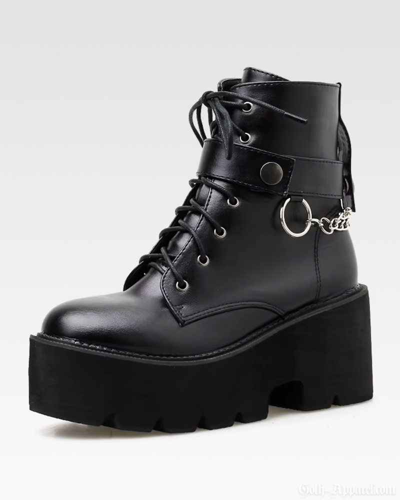 Black Platform Boots With Chains
