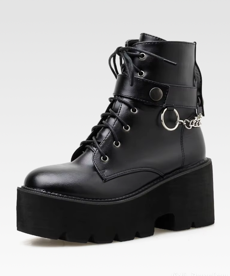 Black Platform Boots With Chains