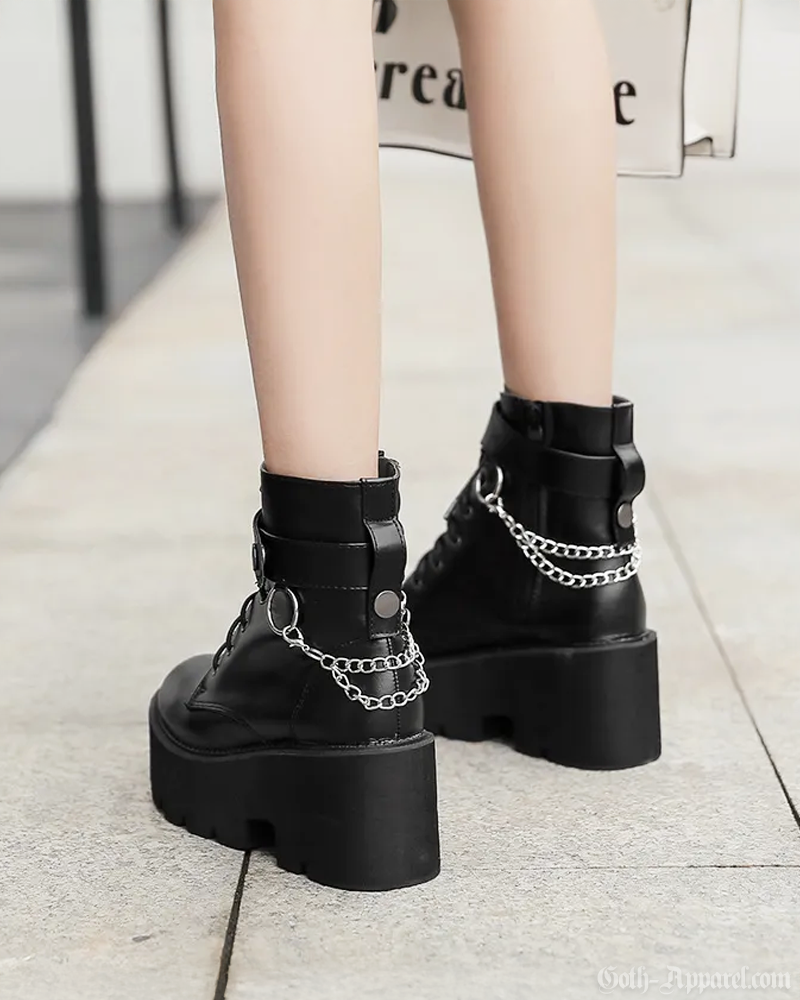 Black Platform Boots With Chains