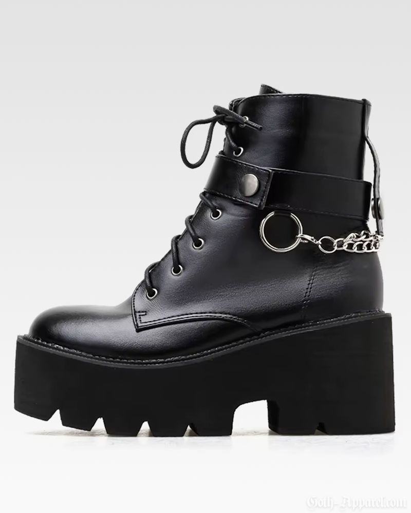 Black Platform Boots With Chains