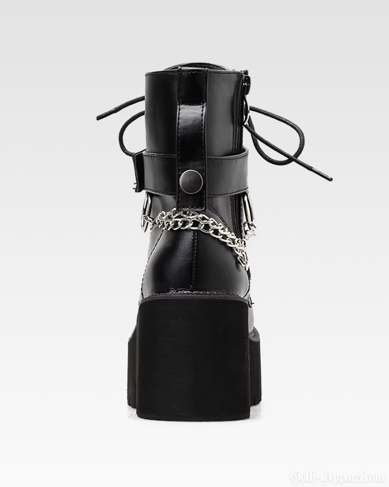 Black Platform Boots With Chains