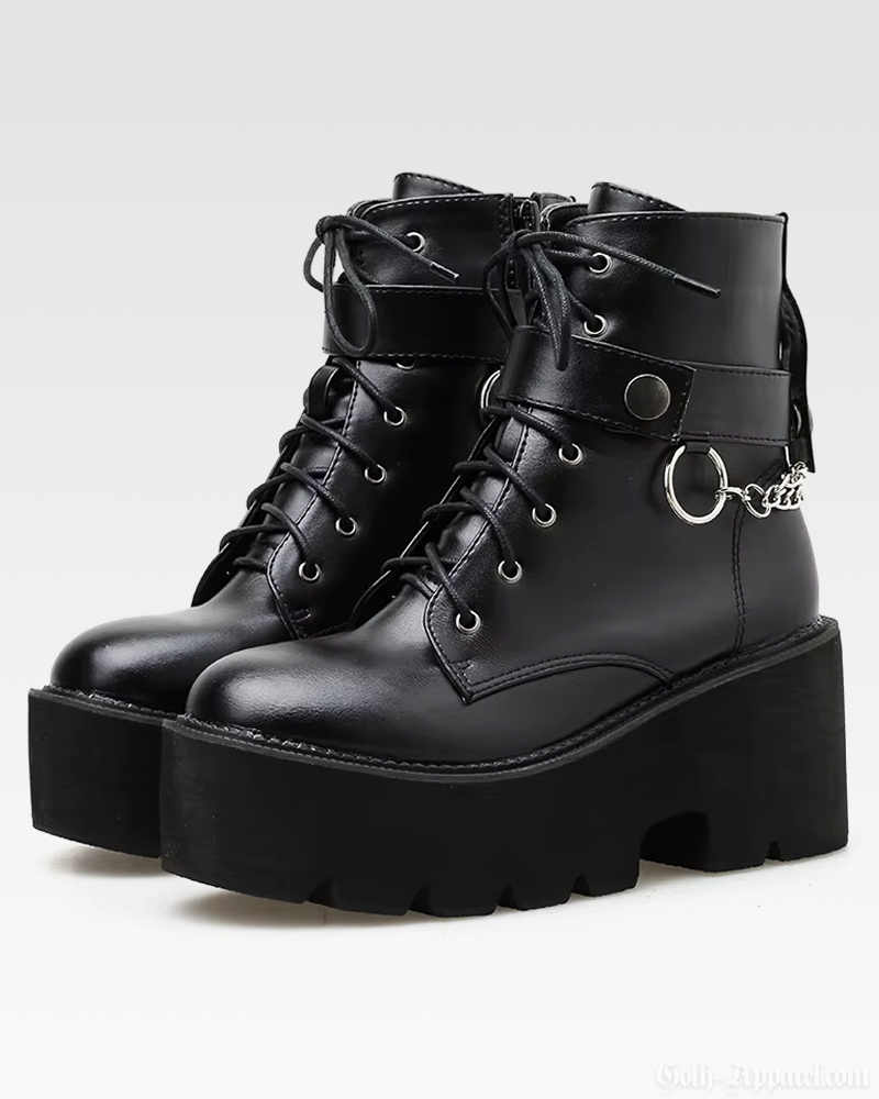 Black Platform Boots With Chains