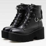 Black Platform Boots With Chains