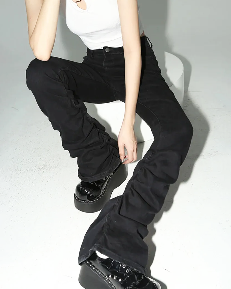 Black Ruched Jeans