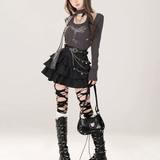 Black Ruffle Mini Skirt