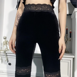 Black Velvet Bell Bottom Pants