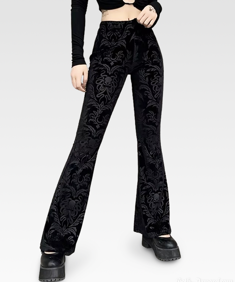 Black Velvet Flare Pants