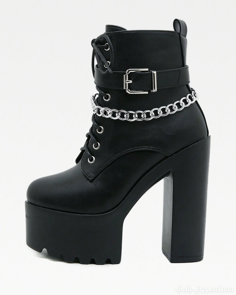 Chunky Heel Platform Ankle Boots