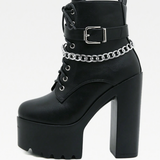 Chunky Heel Platform Ankle Boots