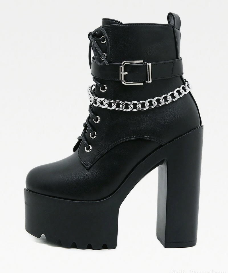 Chunky Heel Platform Ankle Boots