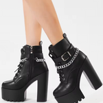 Chunky Heel Platform Ankle Boots