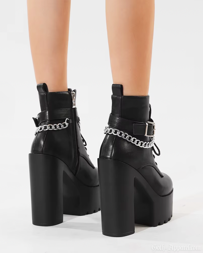 Chunky Heel Platform Ankle Boots