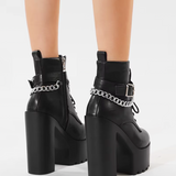 Chunky Heel Platform Ankle Boots