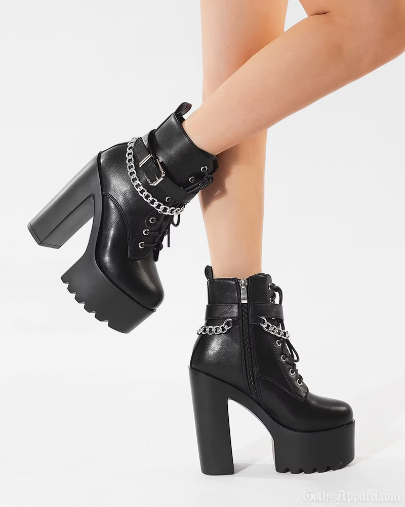 Chunky Heel Platform Ankle Boots