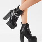 Chunky Heel Platform Ankle Boots