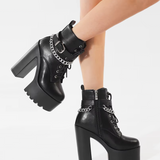 Chunky Heel Platform Ankle Boots