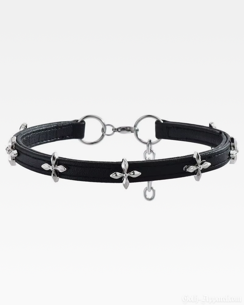 Cross Leather Choker