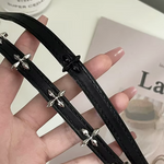 Cross Leather Choker
