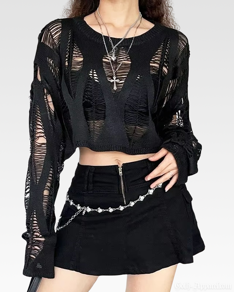 Distressed Knit Crop Top