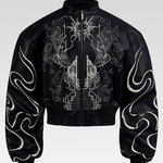 Embroidered Leather Bomber Jacket