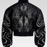 Embroidered Leather Bomber Jacket