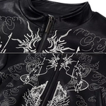 Embroidered Leather Bomber Jacket