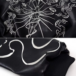 Embroidered Leather Bomber Jacket
