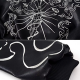 Embroidered Leather Bomber Jacket
