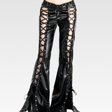 Faux Leather Lace Up Pants