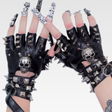 Fingerless Leather Gloves With Spikes